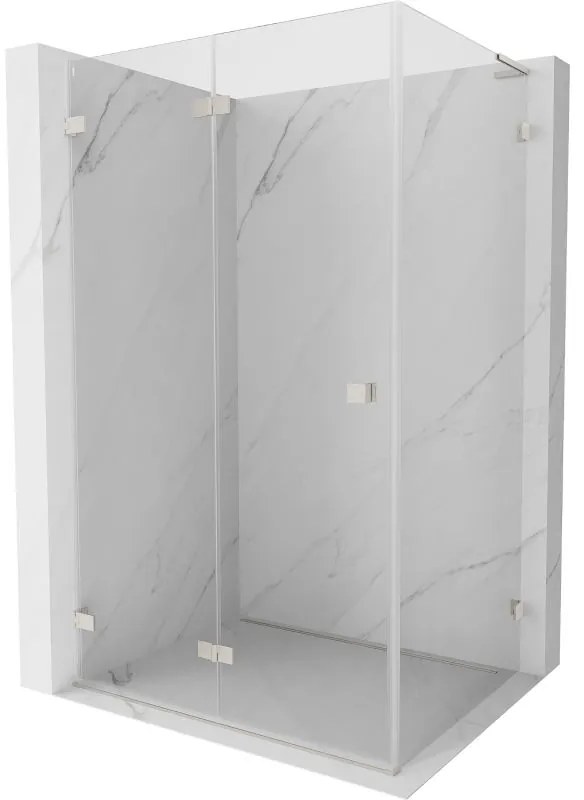 Mexen Lunar-F L, 1-krídlový sprchový kút so skladacími dverami, ľavý, 85 x 70 cm, 8mm číre sklo, brúsená oceľ profil, 836L-085-070-97-00-L