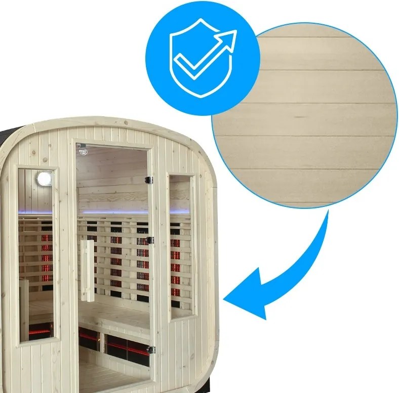 BPS-koupelny Záhradná kombinovaná sudová sauna 2v1 HYD-4767 - Infrasauna + fínska sauna 200x200, 4-6 osôb