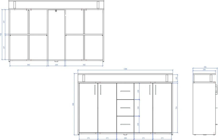 Komoda Drift, šedý betón/biela