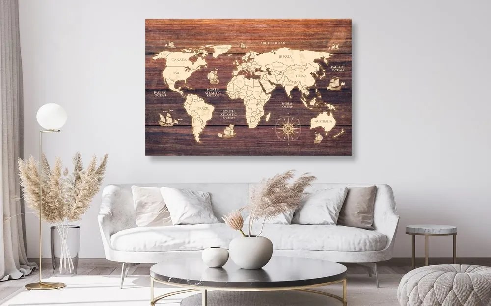 Obraz na korku mapa na dreve - 120x80 transparent