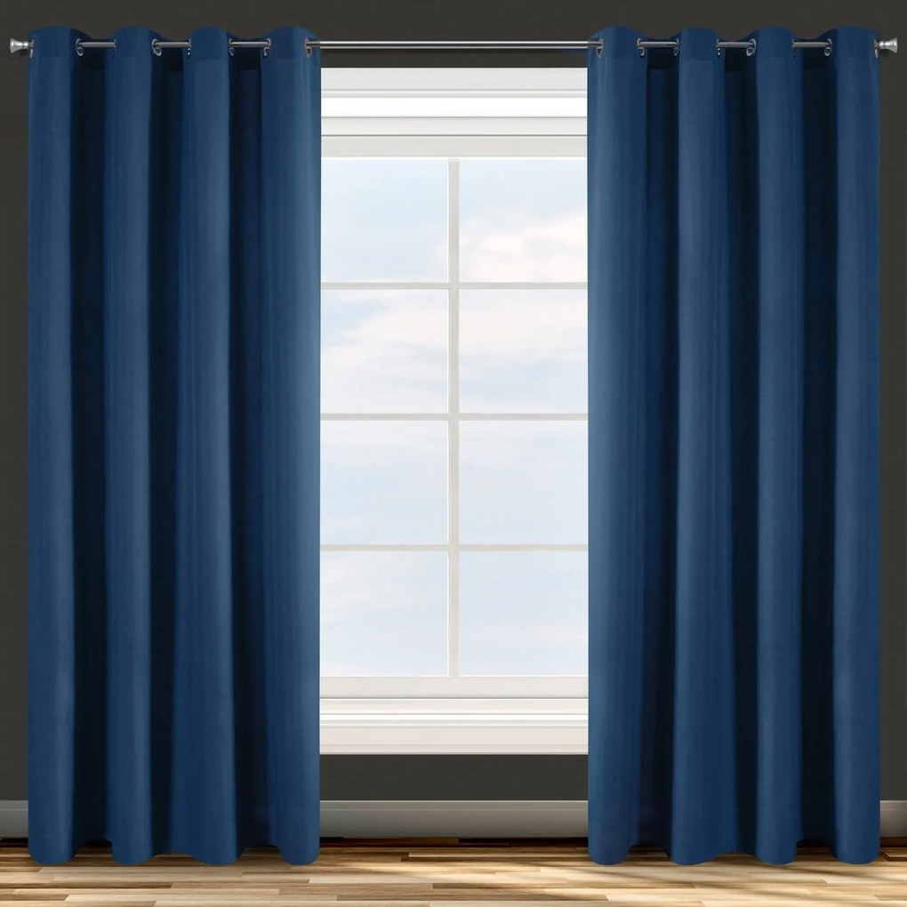 ZÁVES NA KRÚŽKOCH ADORE 140X250 CM TMAVOMODRÁ