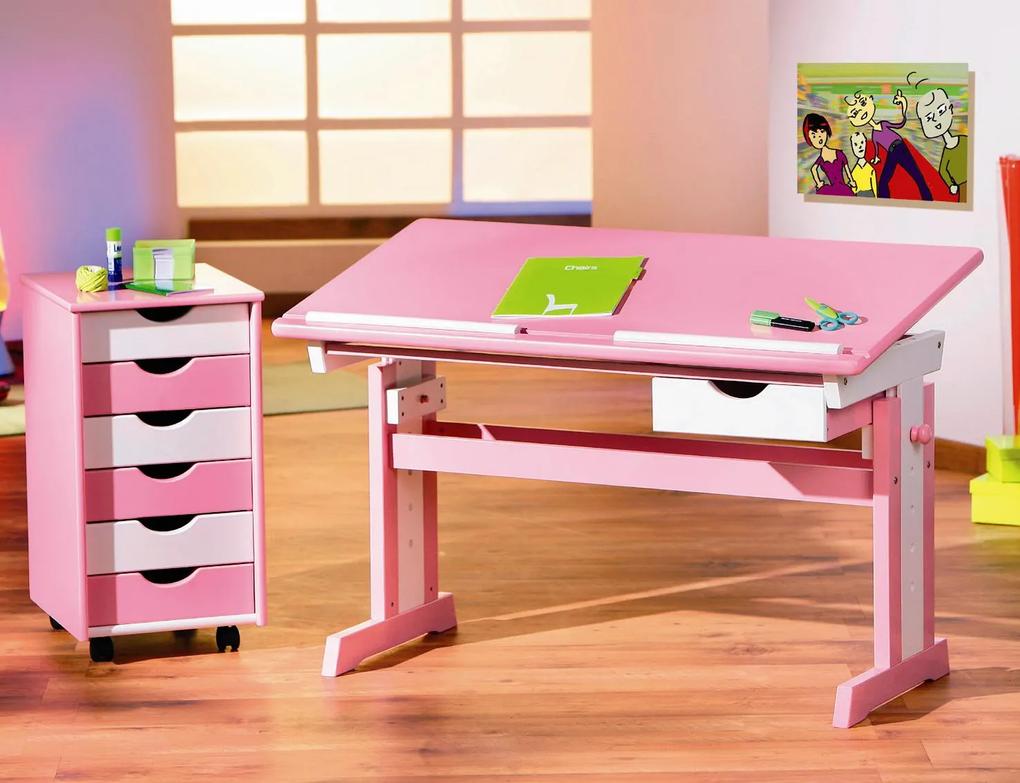 Rastúci písací stôl Halmar CECILIA 109x55x63-88 cm ružový