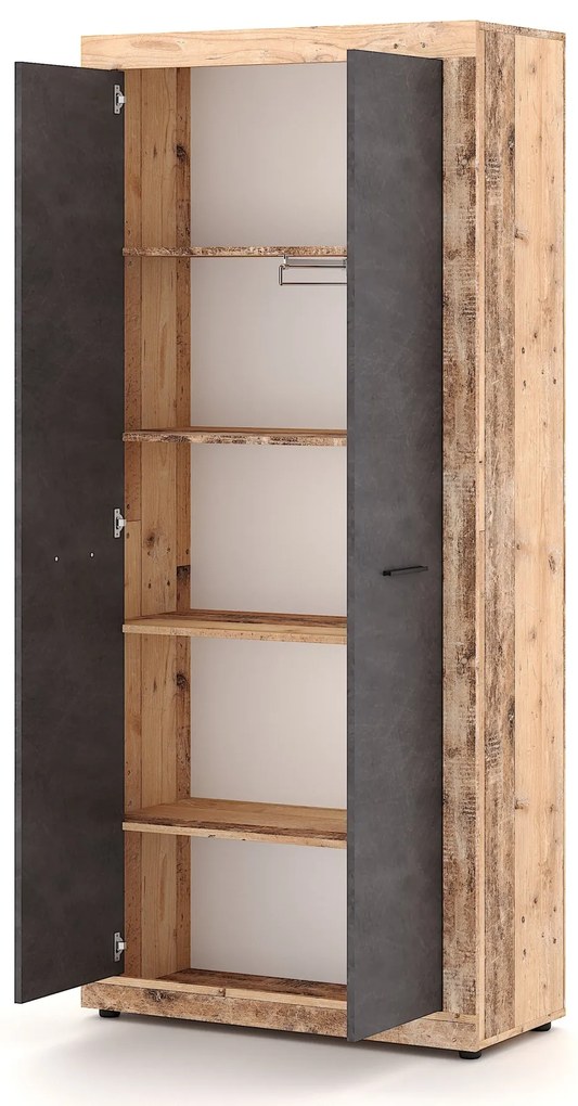 Predsieňová skriňa Luna 198 cm dub Matera svetlý/šedý