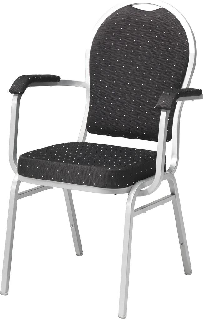 Jedálenská stolička Seattle, s opierkami rúk, čierna / šedá