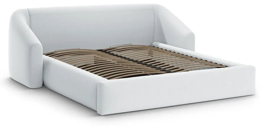 Svetlosivá čalúnená dvojlôžková posteľ s úložným priestorom s roštom 180x200 cm Campi – Cosmopolitan Design