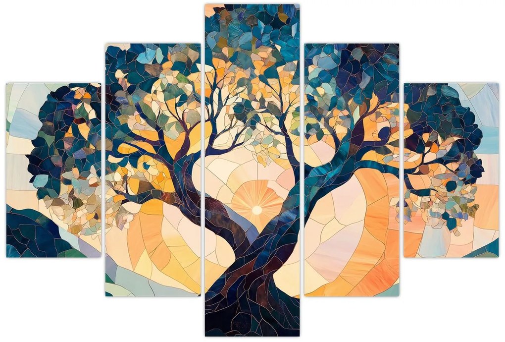 Obraz – Mozaika – slnko a strom II. (150x105 cm)