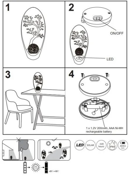 Globo 36535 - LED Solárne svietidlo SOLAR LED/0,06W/3,2V IP44 strom