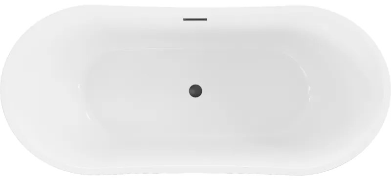 Mexen Montana, voľne stojaca vaňa 170 x 80 cm, biela, čierny matný prepad, 52011708000-70