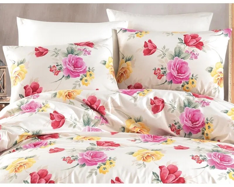 BedTex Bavlnené povlečení Tulip smetanová, 220 x200 cm, 2 ks 70 x 90 cm