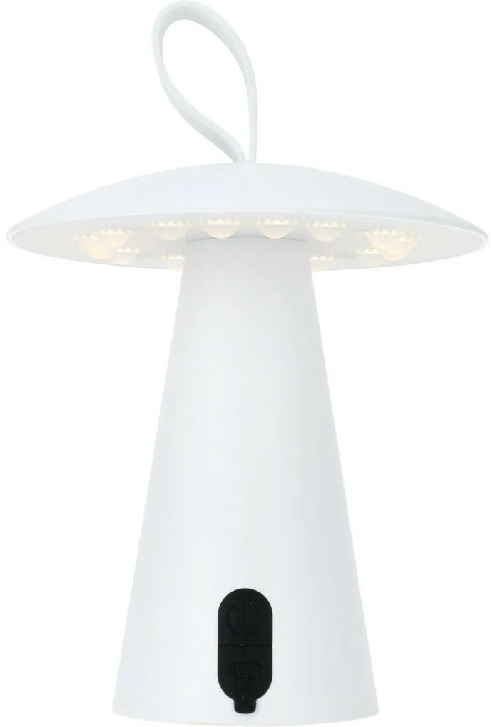 Stolná vonkajšia prenosná LED lampa Boise, biela, USB, 15 x 17 cm, plast