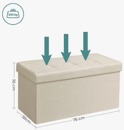 Taburet s úložným priestorom OTTOMAN 76x38 cm, krémový