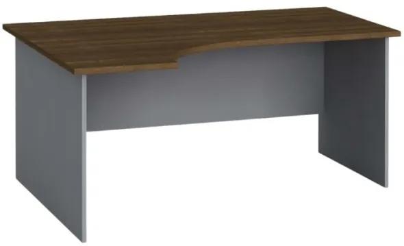 Ergonomický kancelársky pracovný stôl PRIMO FLEXI, 160x120 cm, sivá / orech, ľavý