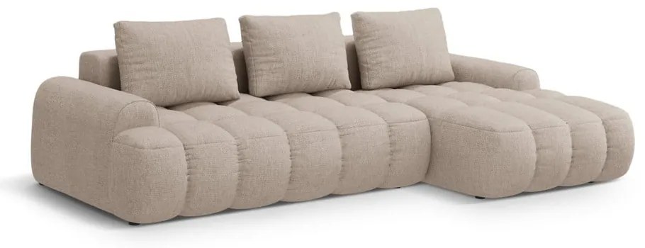 Svetlohnedá rozkladacia/s úložným priestorom rohová pohovka (pravý roh/s leňoškou) Linz – Cosmopolitan Design