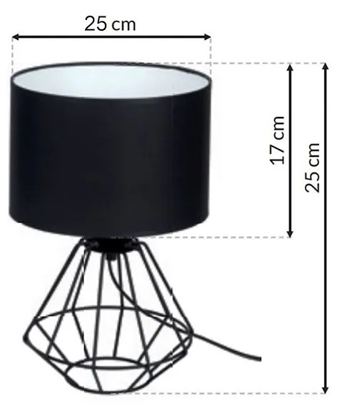 Stolná lampa Colin, 1x čierne textilné tienidlo, b