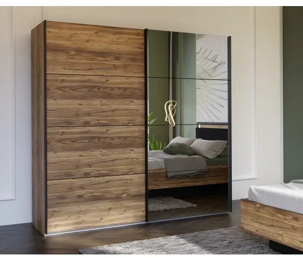 Šatníková skriňa so zrkadlom OREN 220x210 cm dub artisan