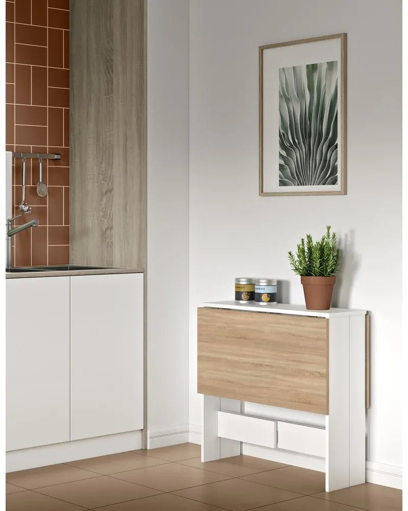 Rozkladací jedálenský stôl s doskou v dekore duba 76x28 cm Papillon – TemaHome