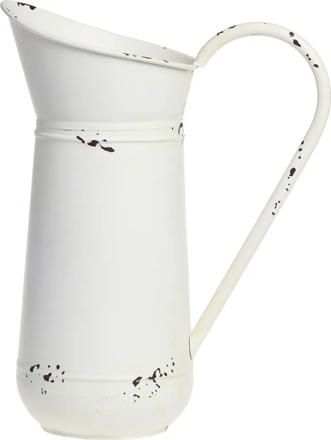 Krémový antik dekoračný plechový džbán Joug - 23*13*30 cm