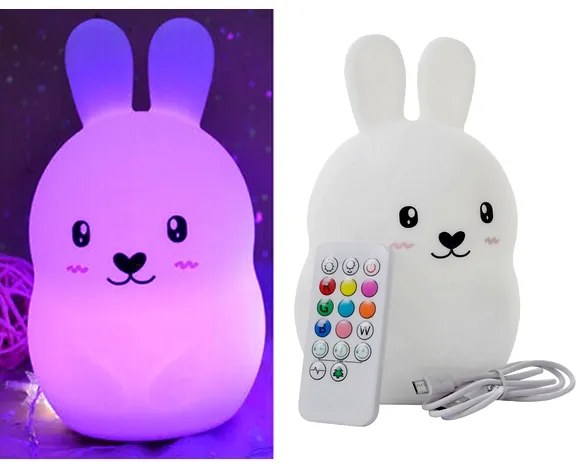 Verk 12262 Nočná RGB lampička dotyková králik USB 1200mAh s diaľkovým ovládaním
