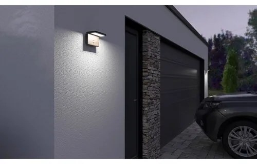 Panlux PN42300006 Záhradné LED nástenné svietidlo so senzorom Natura N S, antracit, 12 W