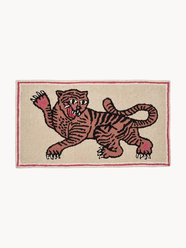 Ručne všívaný vlnený koberec Pink Tiger