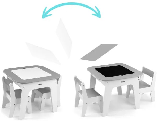 Detský stôl Olaf sivý s dvoma stoličkami