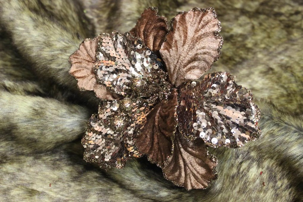 Hnedá glitrovaná magnólia 23 cm