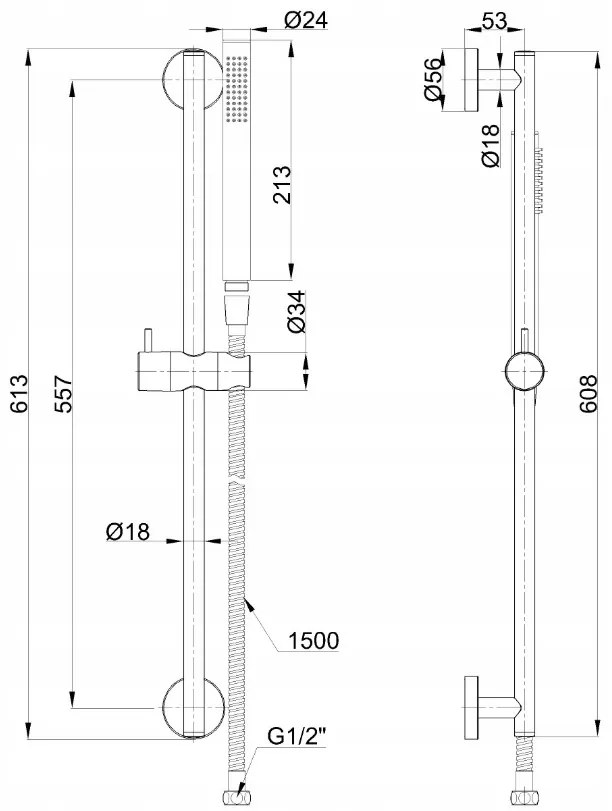 Invena Alonia, sprchový stĺp s ručnou sprchovou súpravou, 1-funkcia, chrómová, INV-AU-70-Z01-V