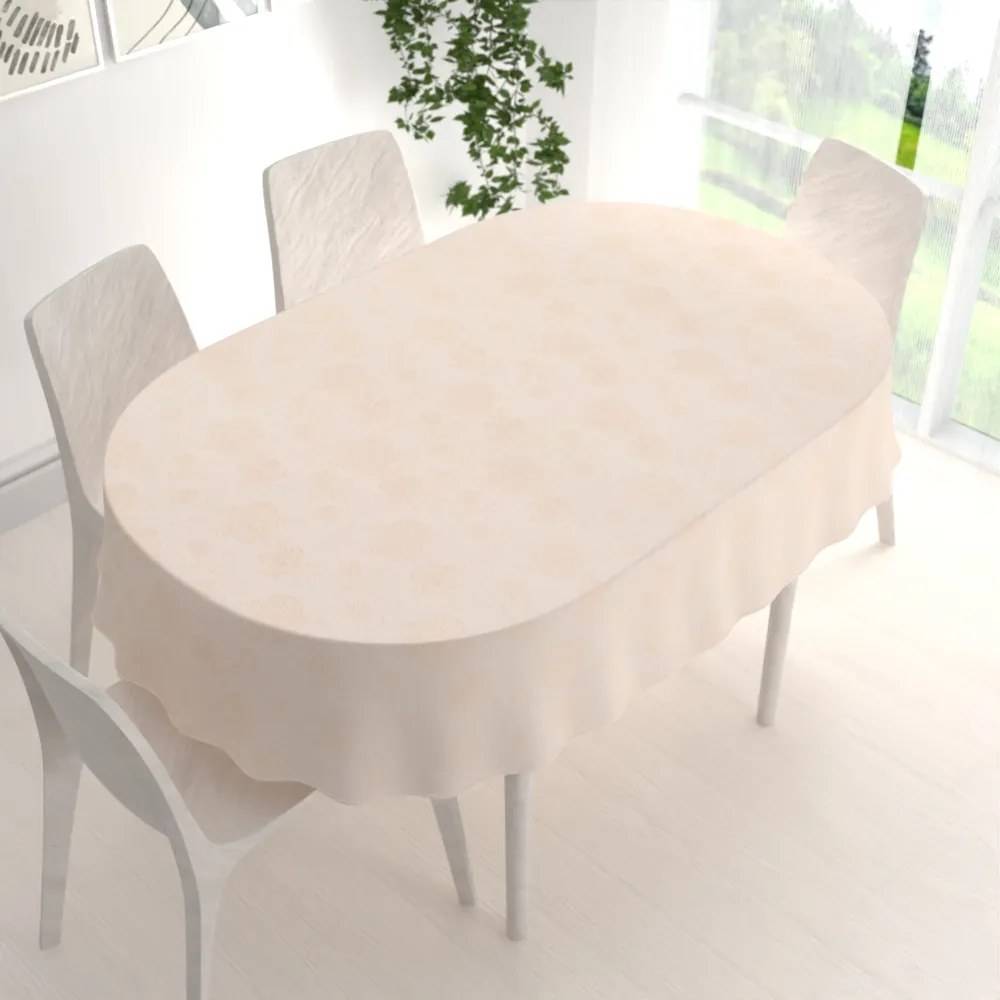 Biante Teflónový oválny obrus TF-099 Zlaté kvetované ornamenty na béžovom 100x140 cm