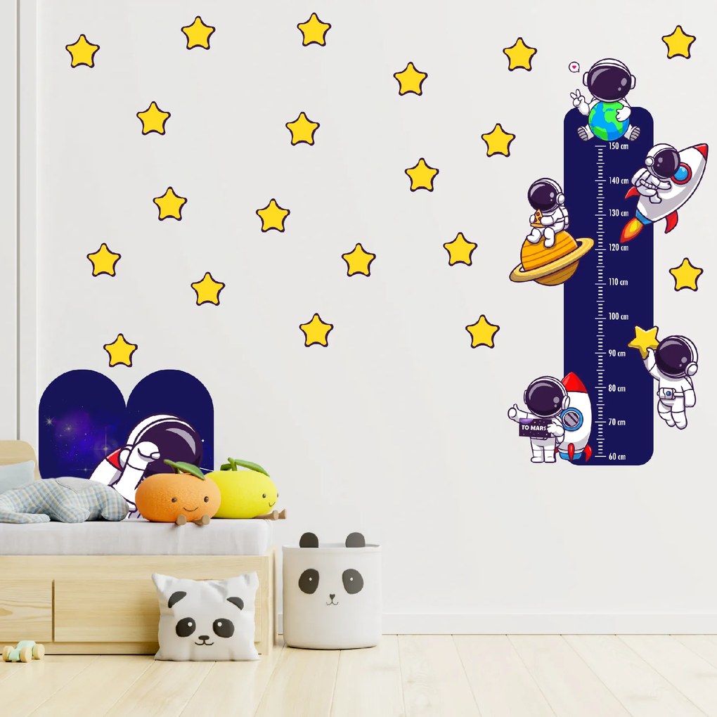 240x120cm Astronauti - sada textilných nálepiek na stenu Veľkosť oblúkovej tapety: 60 cm