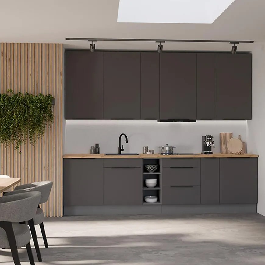 Kuchynská linka Aria GR/ANT 300 cm bez kuchynskej dosky