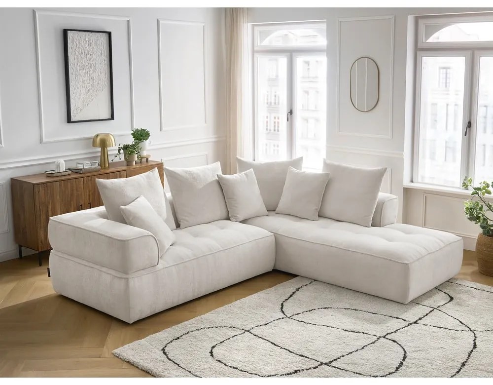 Béžová ženilková rohová pohovka (pravý roh/do L) Whesley – Bobochic Paris