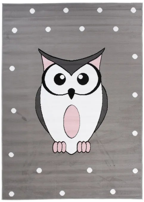 Detský koberec PINKY DF01A Owl sivý