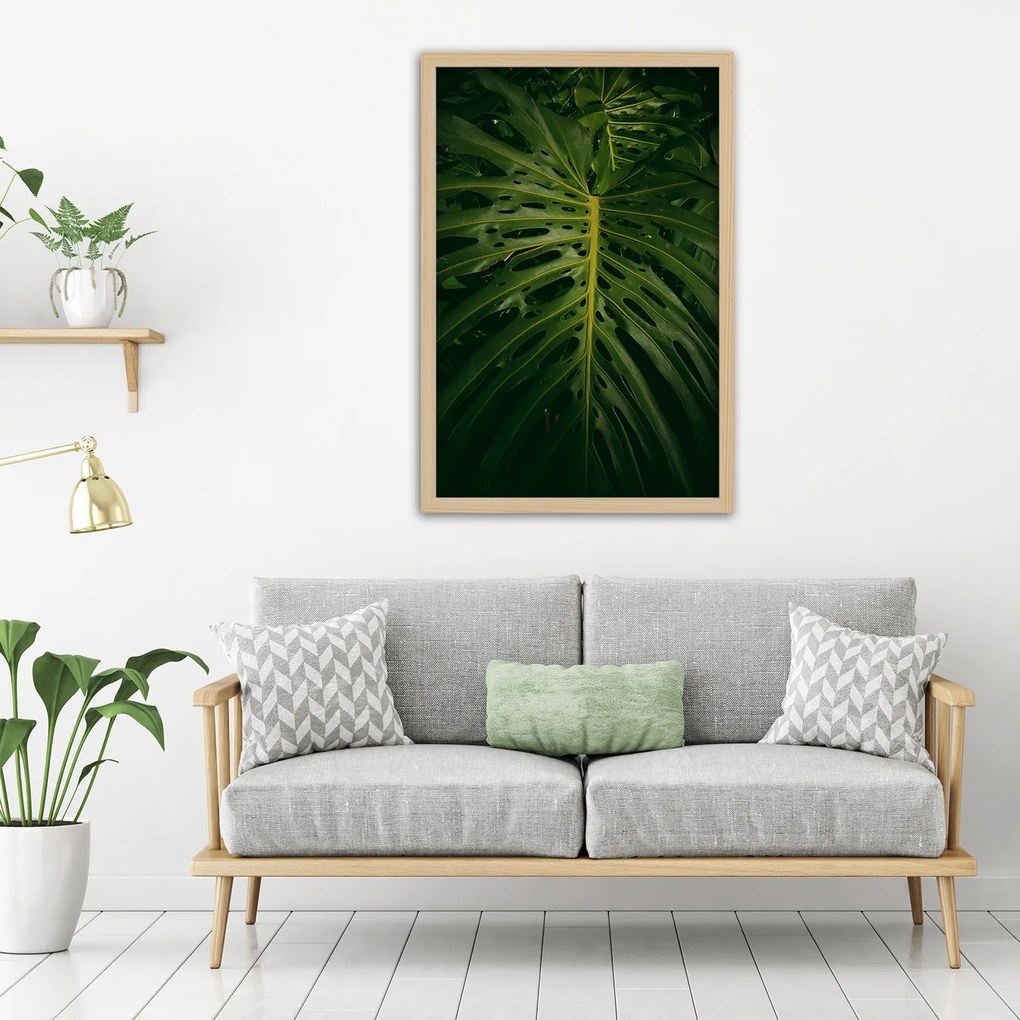 Gario Plagát Monstera - list z prírody Farba rámu: Bez rámu, Rozmery: 70 x 100 cm