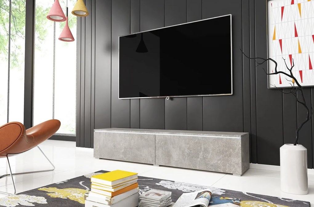 AKCIA - Závesný TV stolík Lowboard D 140 - betón smart
