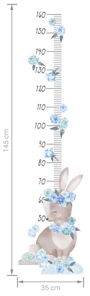 Samolepiaci meter na stenu ZAJČIK do detskej izby MODRÝ