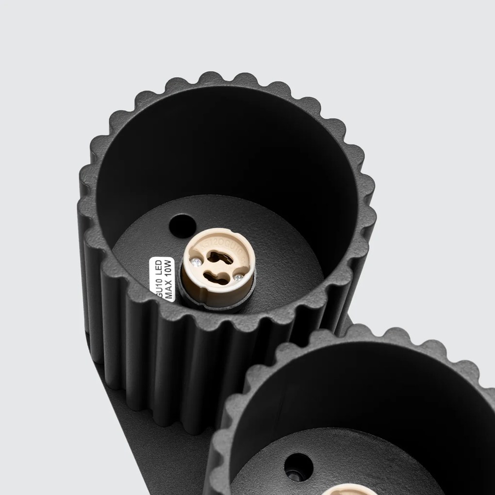 Stropné svietidlo Aura, 2x čierne hliníkové tienidlo, (10 cm)