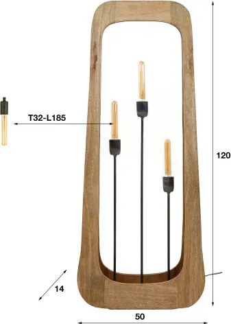 Stojaca lampa 72-95 Bray 3L Drevo Mango  - Komfort-nábytok