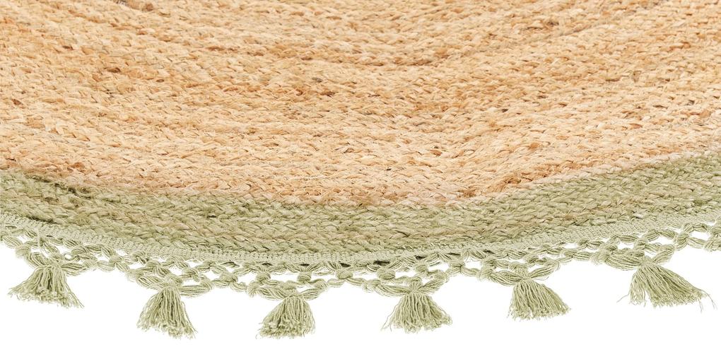 Okrúhly jutový koberec ⌀ 140 cm béžová a zelená MARTS Beliani
