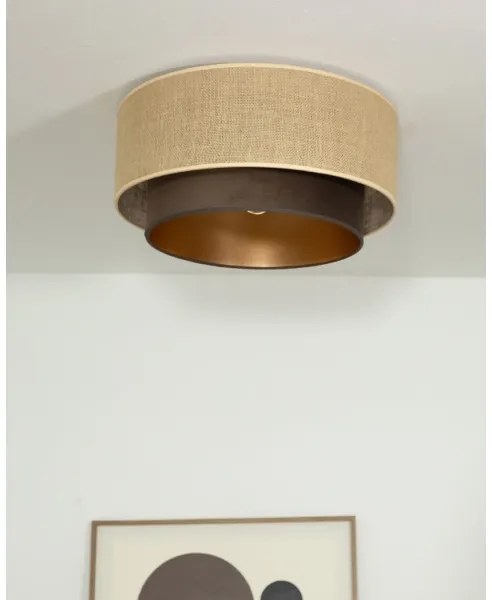 Stropné svietidlo SARTA 1xE27/60W/230V Ø 45 cm hnedá/juta