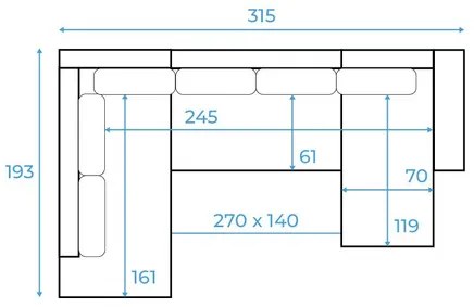 Rozkladacia rohová sedacia súprava VEGAS 315/190 Čierna/biela eko-koža Ľavá