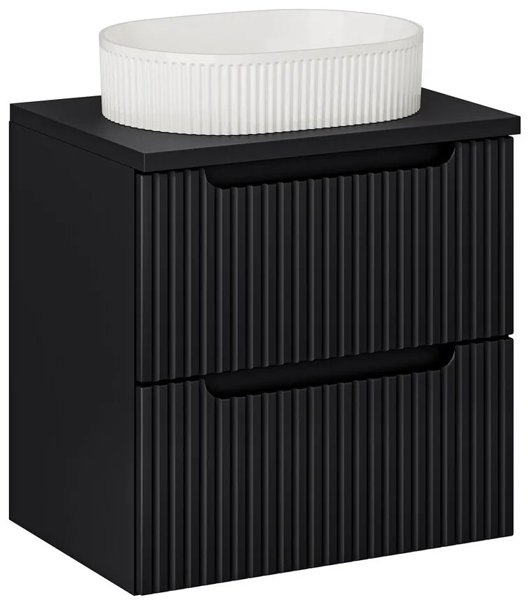 Závěsná skříňka Nova Black Beyond I s deskou a umyvadlem 60 cm černá