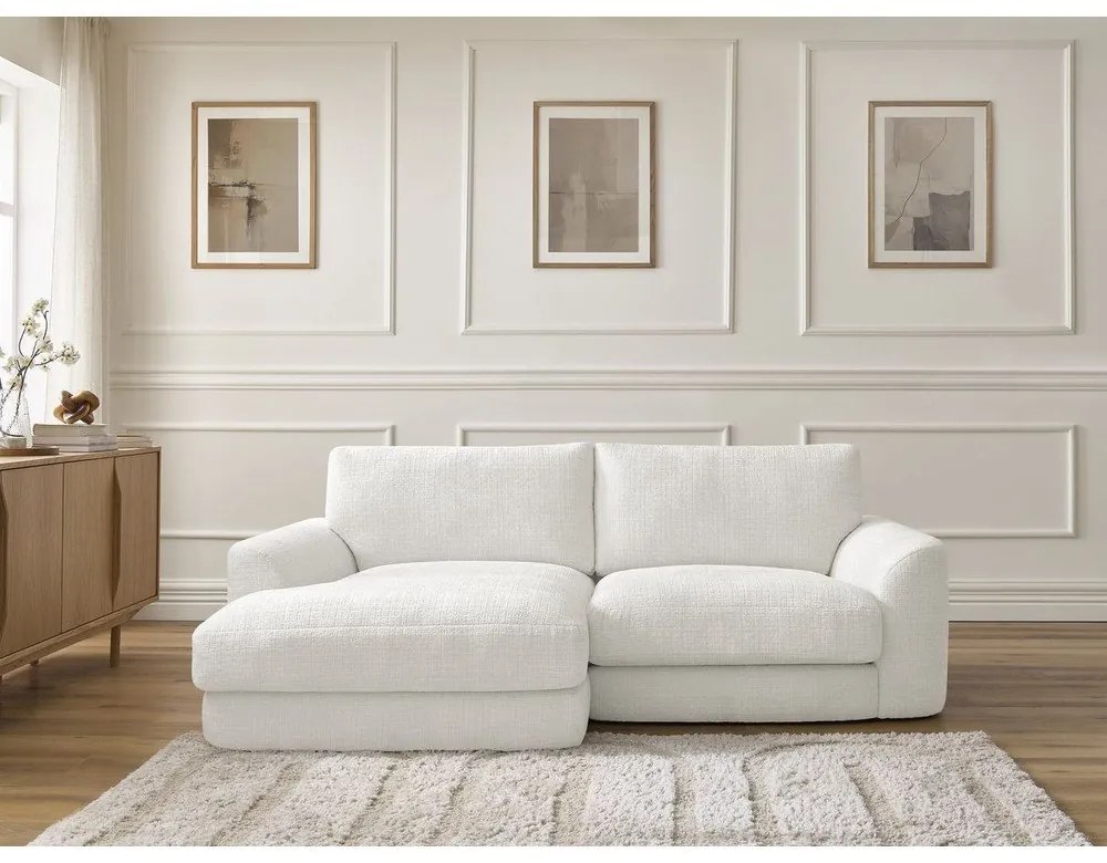 Biela ženilková rohová pohovka (ľavý roh/s leňoškou) Leonore – Bobochic Paris