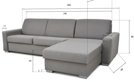 Rozkladacia rohová sedacia súprava LEKA, šedá, s úložným priestorom, do L