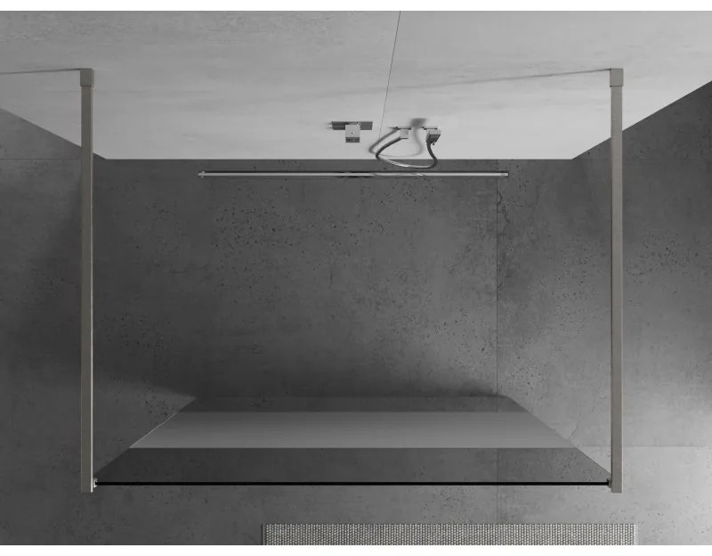 Mexen Kioto, sprchová zástena Walk-In 140 x 200 cm, 8mm číre sklo-námraza, brúsená oceľ profil, 800-140-002-97-35