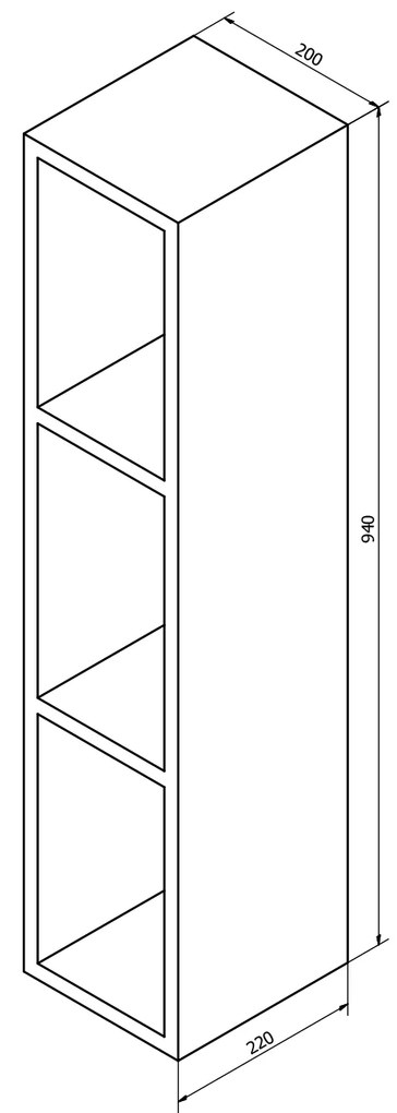 Sapho Sapho, ESPACE otvorená policová skrinka 20x94x22cm,biela (ESP130), ESC130-3030