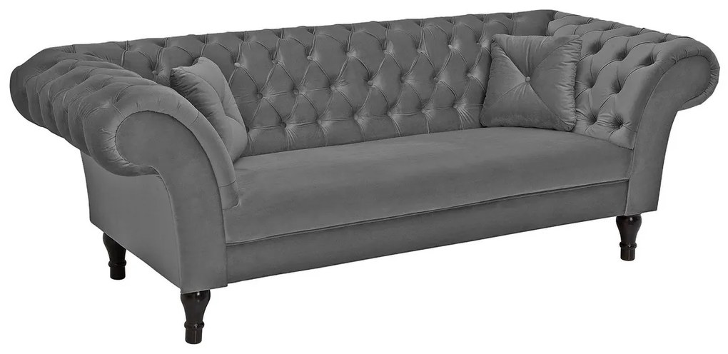 Dizajnová sedačka Rubby Chesterfield II 225 cm strieborno-sivá