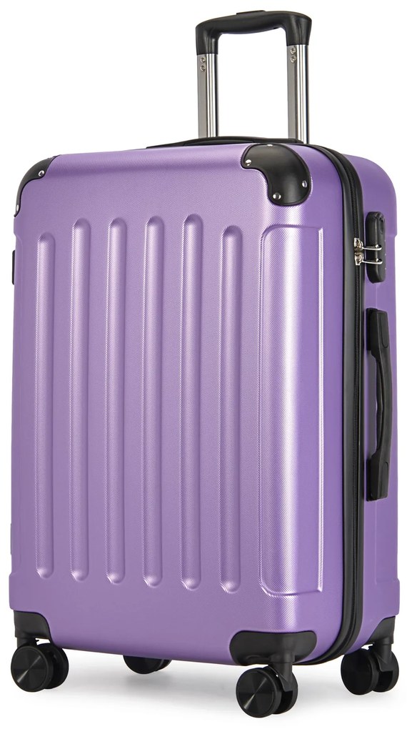 Stredný kufor so 4 kolieskami 65x44,5x27 cm, veľkosť M, ružovo fialová farba