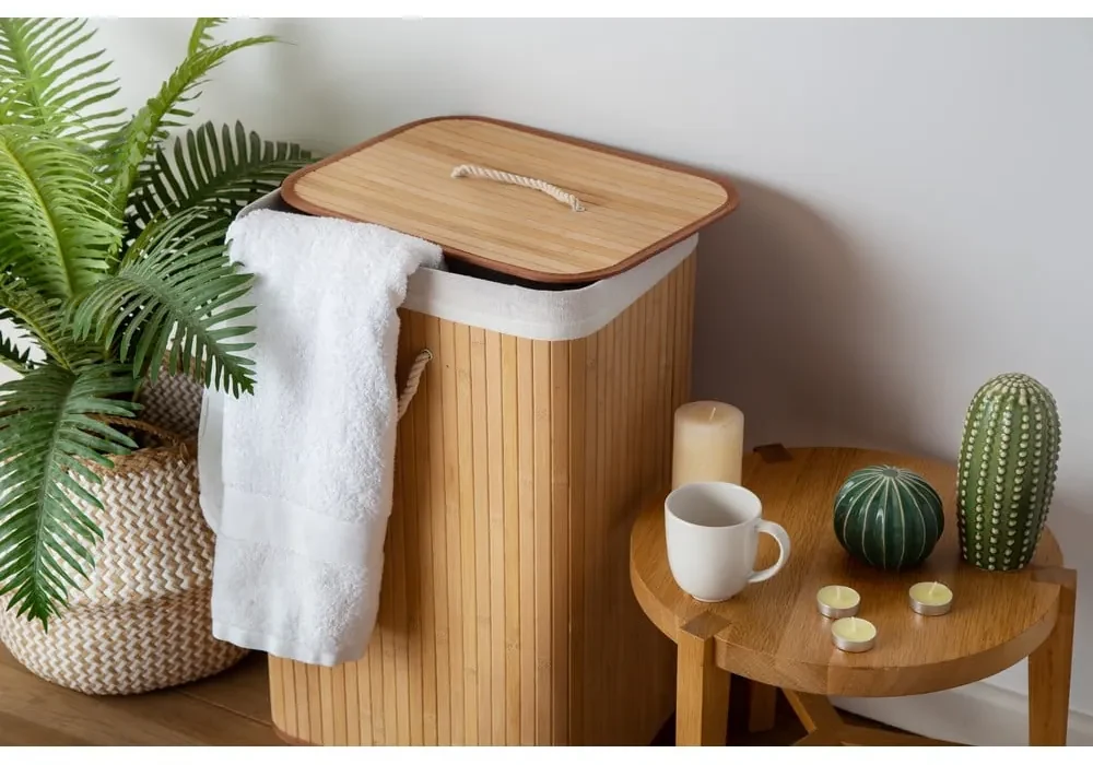 Bambusový kôš na bielizeň v prírodnej farbe 78 l Bamboo – Compactor