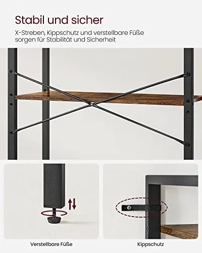 Industriálna knižnica, 5 políc, 153x66x30cm