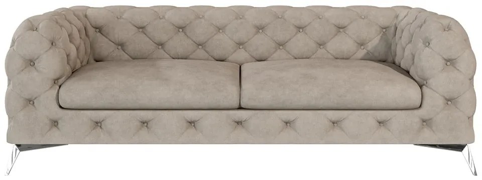 Sivobéžová zamatová pohovka 225 cm Chelsea – Ropez